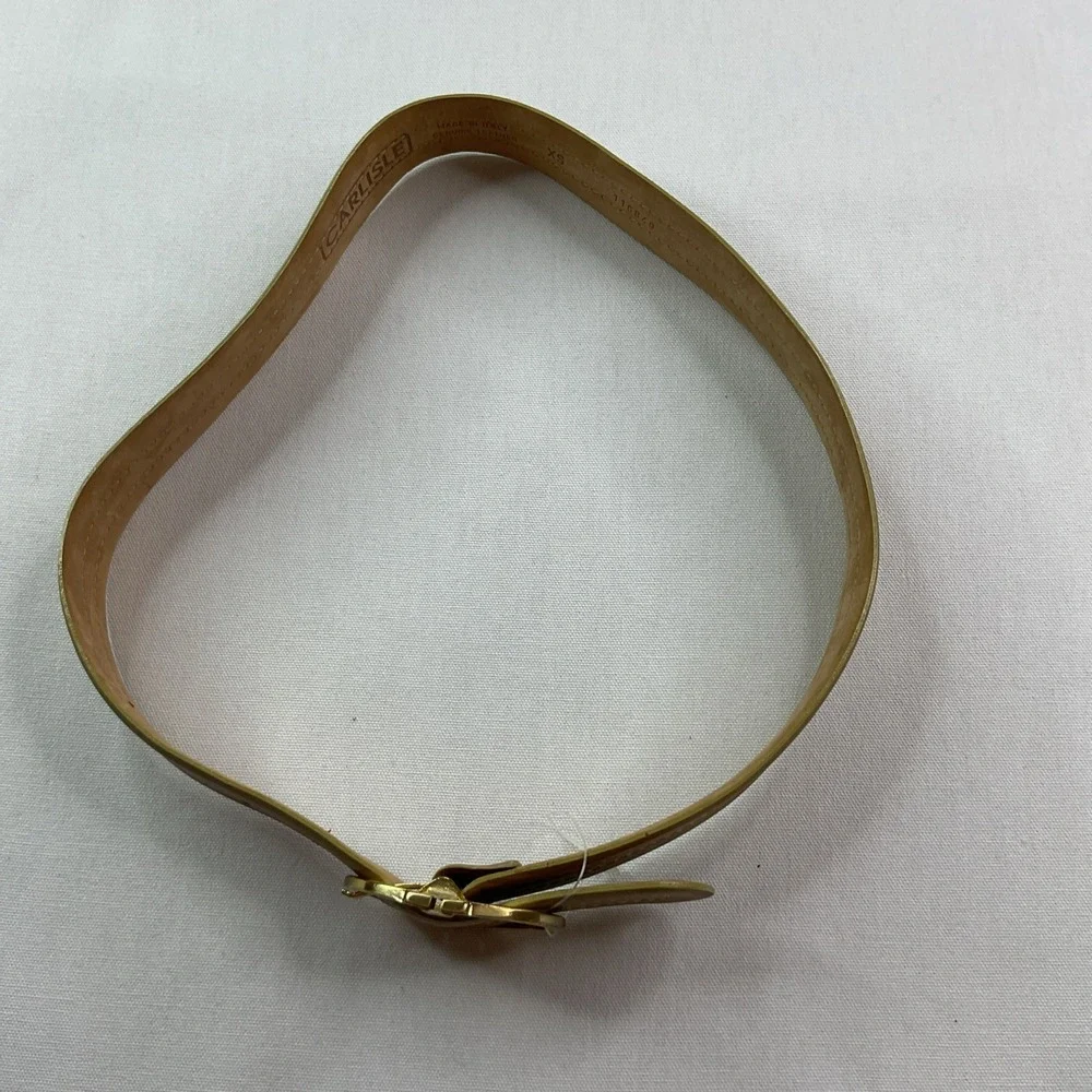 Carlisle Belt Taupe Colored Medium Italy Women Oval Shaped Brass Buckle Fashion